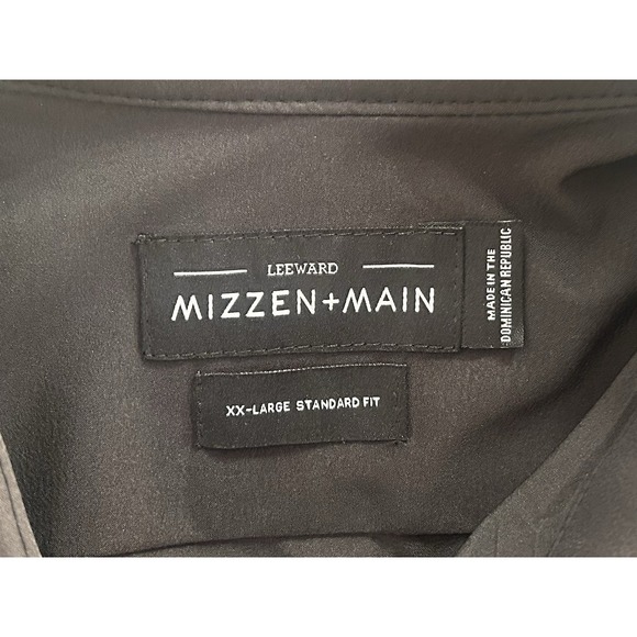 Mizzen + Main Leeward 2XL Standard Fit Solid Black Long Sleeve Button Down - Picture 2 of 8
